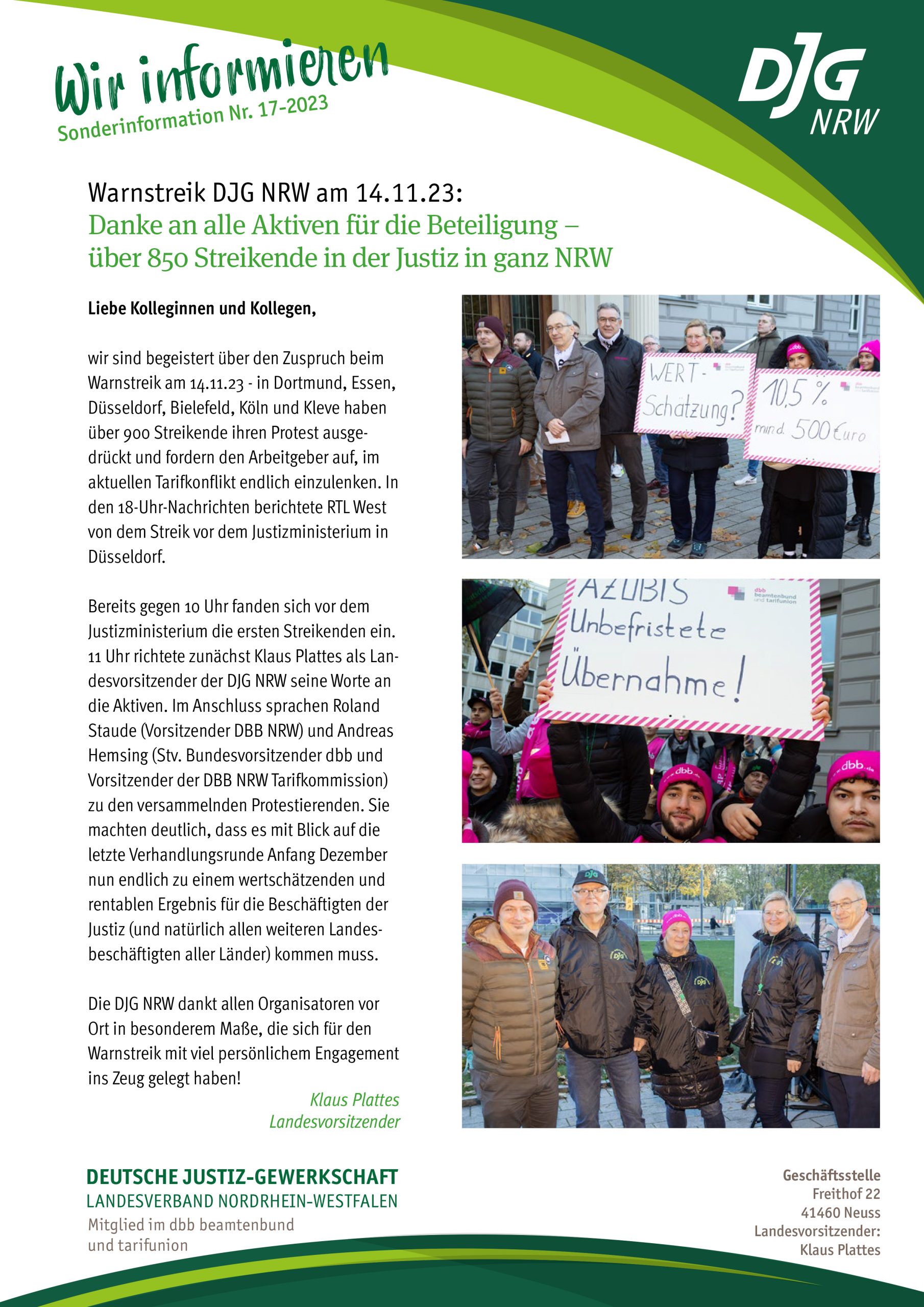 Warnstreik 14.11.: Mehr als 850 Streikende in ganz NRW